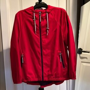 Tommy Hilfiger - Red Hooded Lightweight, Weather Resistant Windbreaker Jacket
